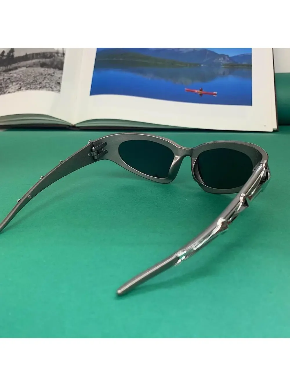 Y2k Cyber Style Futuristic Star Smoke Grey Grunge Sunglasses